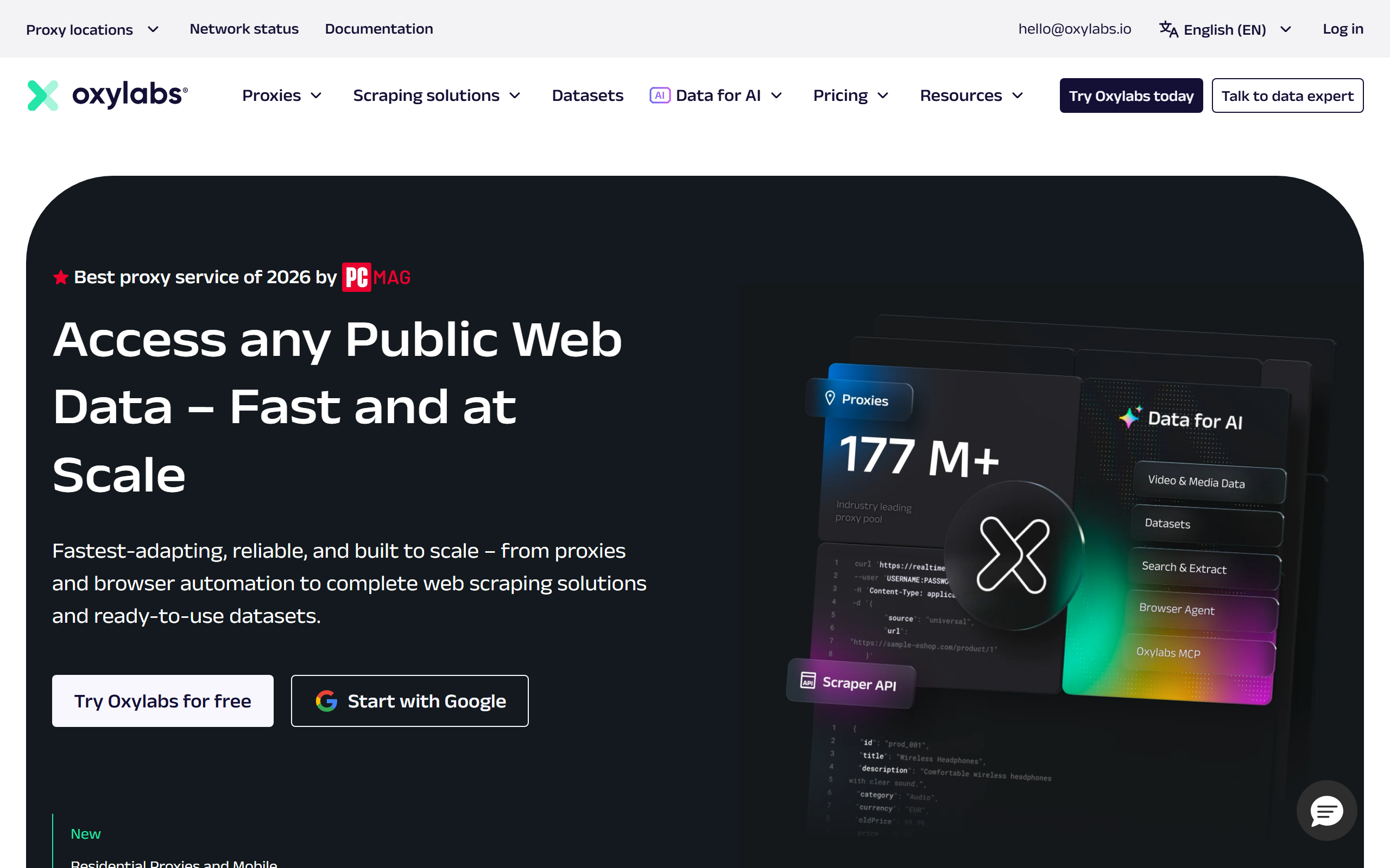 Oxylabs Reddit scraper API homepage